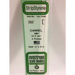 Evergreen 262 - 0.08"/2.0mm Polystyrene Channels 14"/35cm 4 pcs