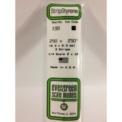 Evergreen 199 - 0.25" x 0.25" Polystyrene Strips 14"/35cm 10pcs