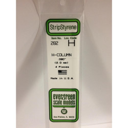 Evergreen 282 - 0.08"/2.0mm Polystyrene H-Columns 14"/35cm 4 pcs