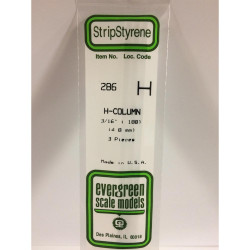 Evergreen 286 - 0.188"/4.8mm Polystyrene H-Columns 14"/35cm 3 pcs