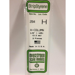 Evergreen 284 - 0.125"/3.2mm Polystyrene H-Columns 14"/35cm 3 pcs