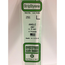Evergreen 291 - 0.06"/1.5mm Polystyrene Angles 14"/35cm 4 pcs