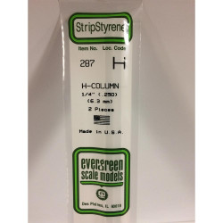 Evergreen 287 - 0.25"/6.3mm Polystyrene H-Columns 14"/35cm 2 pcs