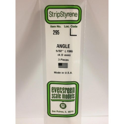 Evergreen 295 - 0.156"/4.0mm Polystyrene Angles 14"/35cm 3 pcs
