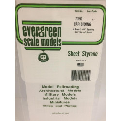 Evergreen 2020 - 0.020" Polystyrene N Gauge Freight Car Siding Sheet 6"x12"