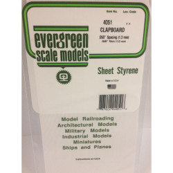 Evergreen 4051 - 0.050" Polystyrene Clapboard Siding Sheet 6" x 12"