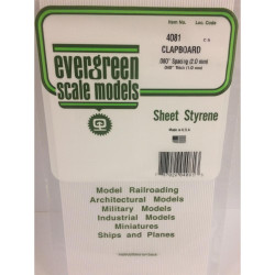Evergreen 4081 - 0.080" Polystyrene Clapboard Siding Sheet 6" x 12"