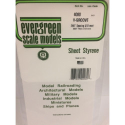 Evergreen 4080 - 0.080" Polystyrene V Groove Siding Sheet 6" x 12"