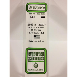 Evergreen 143 - 0.04" x 0.06" Polystyrene Strips 14"/35cm 10pcs