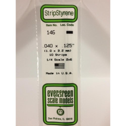 Evergreen 146 - 0.04" x 0.125" Polystyrene Strips 14"/35cm 10pcs