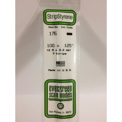 Evergreen 176 - 0.1" x 0.125" Polystyrene Strips 14"/35cm 10pcs