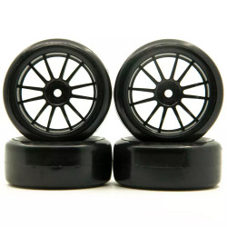 RC Car 1:10 Drift Tyres 12-Spoke Black Wheel Rim