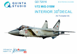 Quinta Studio 72016 Mikoyan MiG-31BM  1:72 3D Printed Decal