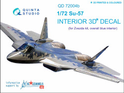 Quinta Studio 72004 Sukhoi Su-57 Frazor (Felon)  1:72 3D Printed Decal