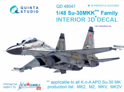 Quinta Studio 48047 Sukhoi Su-30MKK Flanker-G  1:48 3D Printed Decal