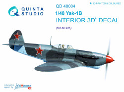 Quinta Studio 48004 Yakovlev Yak-1B (late production)  1:48 3D Printed Decal
