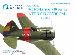 Quinta Studio 48022 Polikarpov I-16 type 10  1:48 3D Printed Decal