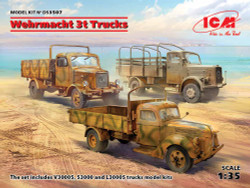 ICM DS3507 Wehrmacht 3t Trucks Diorama Set 1:35 Military Vehicle Model Kit
