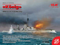 ICM S014 Konig Class WWI German Battleship Hull & Waterline 1:700 Ship Model Kit