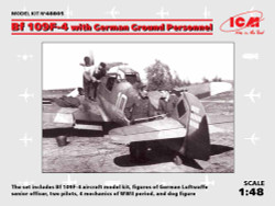 ICM 48805 Messerschmitt Bf-109F-4 & German Grd Personnel 1:48 Aircraft Model Kit