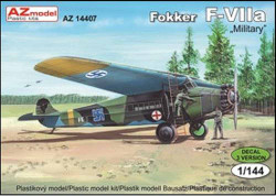 AZ Model 14407 Fokker F-VIIa Military version 1:144 Plastic Model Aircraft Kit