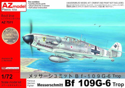 AZ Model 7511 Messerschmitt Bf-109G-6 Tropical 1:72 Plastic Model Aircraft Kit