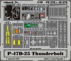 Eduard FE270 Etched Aircraft Detailling Set 1:48 Republic P-47D-25 Thunderbolt P