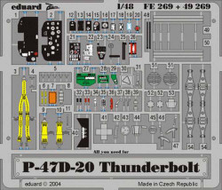 Eduard FE269 Etched Aircraft Detailling Set 1:48 Republic P-47D-20 Thunderbolt P