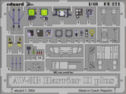 Eduard FE271 Etched Aircraft Detailling Set 1:48 McDonnell-Douglas AV-8B Harrier