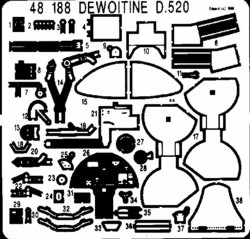 Eduard 48188 Etched Aircraft Detailling Set 1:48 Dewoitine D.520