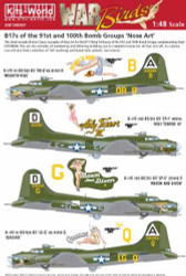 Kits World 148007 Aircraft Decals 1:48 Boeing B-17G Flying Fortress Nose Art of