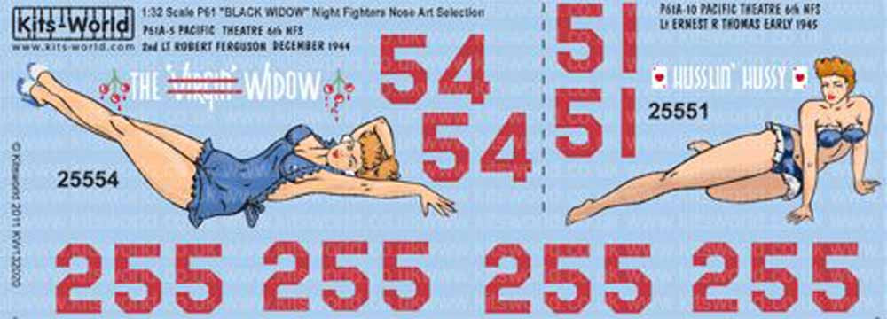 Kits-World 1/32 decals P-61B Black Widow Night Fighter Husslin Hussy - 132020 Kits-World 1/32 decals P-61B Black Widow Night Fighter Husslin Hussy - 132020