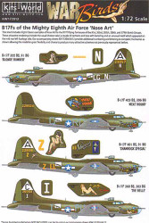 Kits World 172013 Aircraft Decals 1:72 Boeing B-17F Flying Fortress Nose Art fro