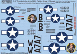 Kits World 172044 Aircraft Decals 1:72 Republic P-47D Thunderbolt 368th FG 395th