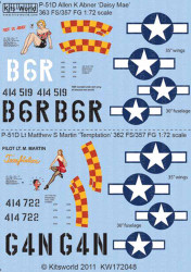 Kits World 172048 Aircraft Decals 1:72 North-American P-51D Mustang 363 FS 357 F