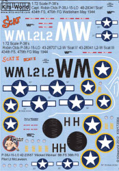 Kits World 172064 Aircraft Decals 1:72 Lockheed P-38J Lightning. 43-28707/28341