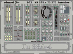 Eduard SS275 Etched Aircraft Detailling Set 1:72 Junkers Ju-88A-4 interior Pre-p
