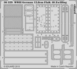Eduard 36329 1:35 Etched Detailing Set for Takom Kits WWII German 12.8cm FlaK 40