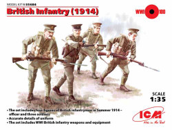 ICM 35684 British Infantry 1914 WWI (4 x Figures) 1:35 Figure Model Kit