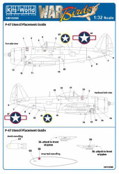 Kits World 132098 Aircraft Decals 1:32 Republic P-47D Thunderbolts - Stars and B