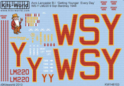Kits World 148103 Aircraft Decals 1:48 Avro Lancaster B.I/III 'Getting Younger E
