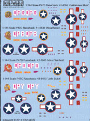 Kits World 144029 Aircraft Decals 1:144 Republic P-47C Thunderbolt 'Razorback' 4