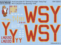 Kits World 132055 Aircraft Decals 1:32 Avro Lancaster B.I/III 'Getting Younger E
