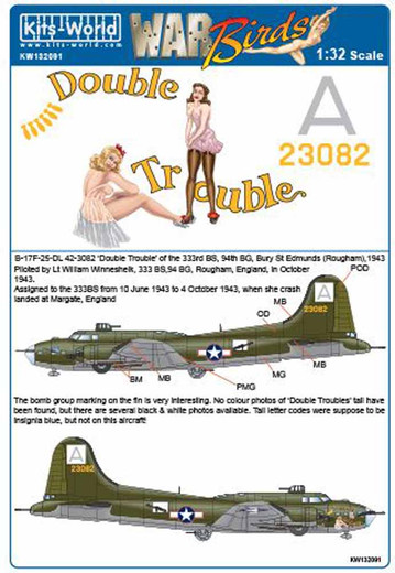 Kits World 132091 Aircraft Decals 1:32 Boeing B-17F-25-DL Flying ...