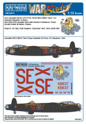Kits World 132072 Aircraft Decals 1:32 Avro Lancaster B.I/III SE-X KB837 'Devil'