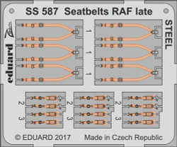 Eduard SS587 Etched Aircraft Detailling Set 1:72 Seatbelts RAF late Steel