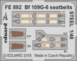 Eduard FE892 Etched Aircraft Detailling Set 1:48 Messerschmitt Bf-109G-6 seatbel