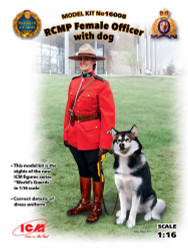 ICM 16008 RCMP Female Officer with dog 1:16 Figure Model Kit