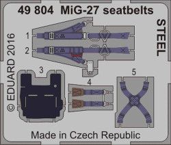 Eduard 49804 Etched Aircraft Detailling Set 1:48 Mikoyan MiG-27 seatbelts Steel