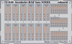 Eduard 73040 Etched Aircraft Detailling Set 1:72 seatbelts RAF late Steel !
